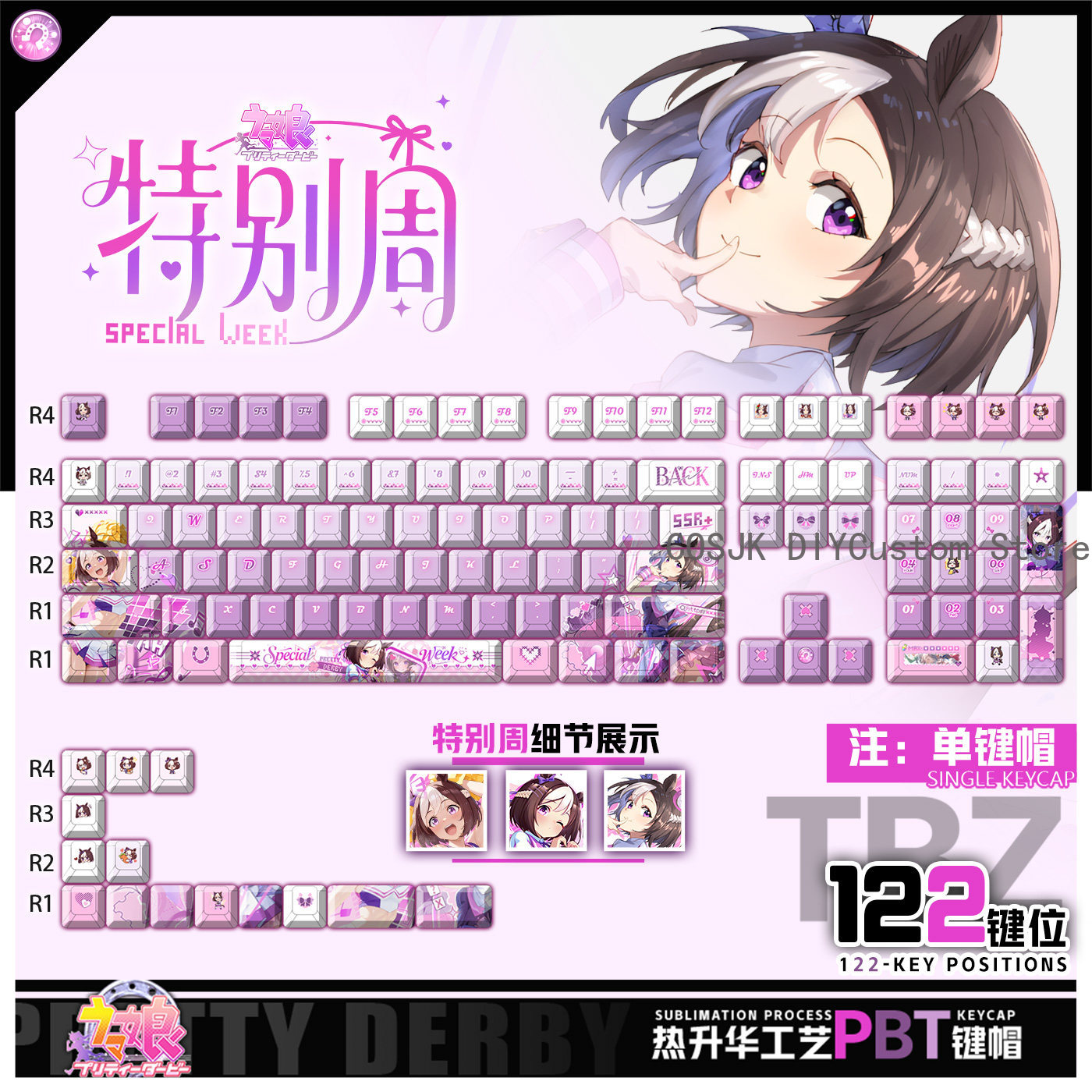 Gaming Accessories Gamestop - Conjunto de 122 Teclas Anime Umamusume: