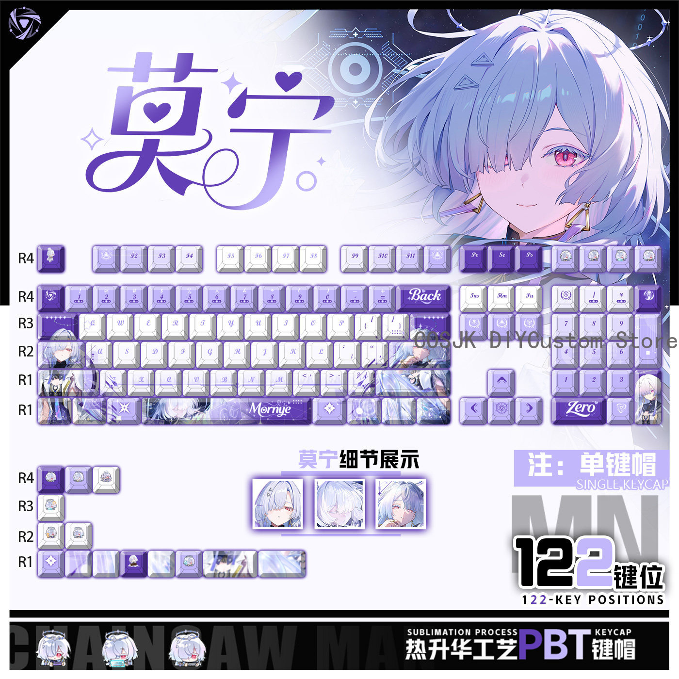 Gaming Accessories Gamestop - Conjunto de 122 Teclas Anime Mornye