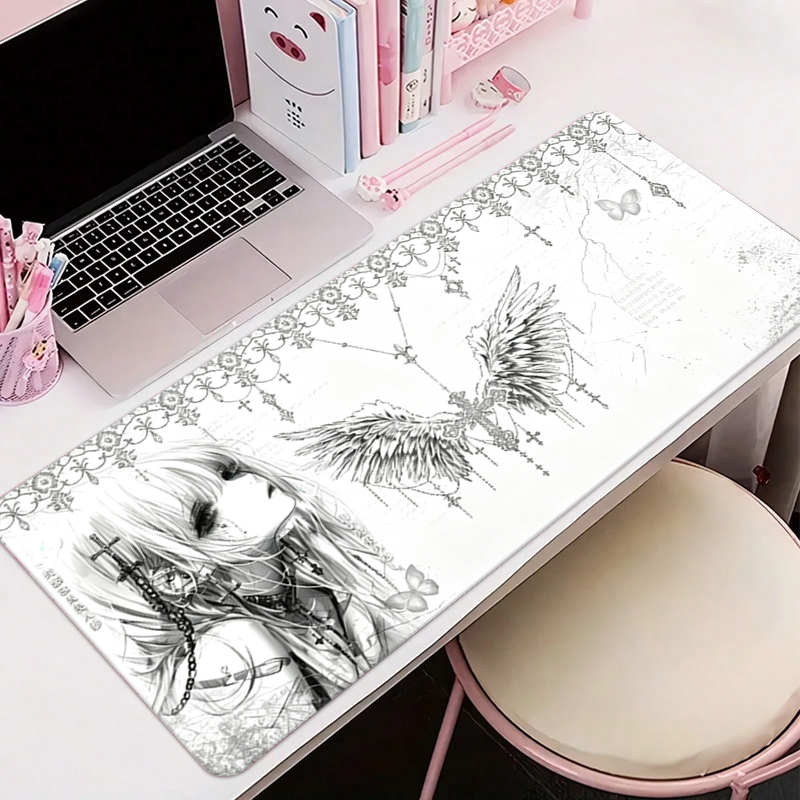 Gaming Accessories Keyboards - Mousepad de Couro Preto e Branco