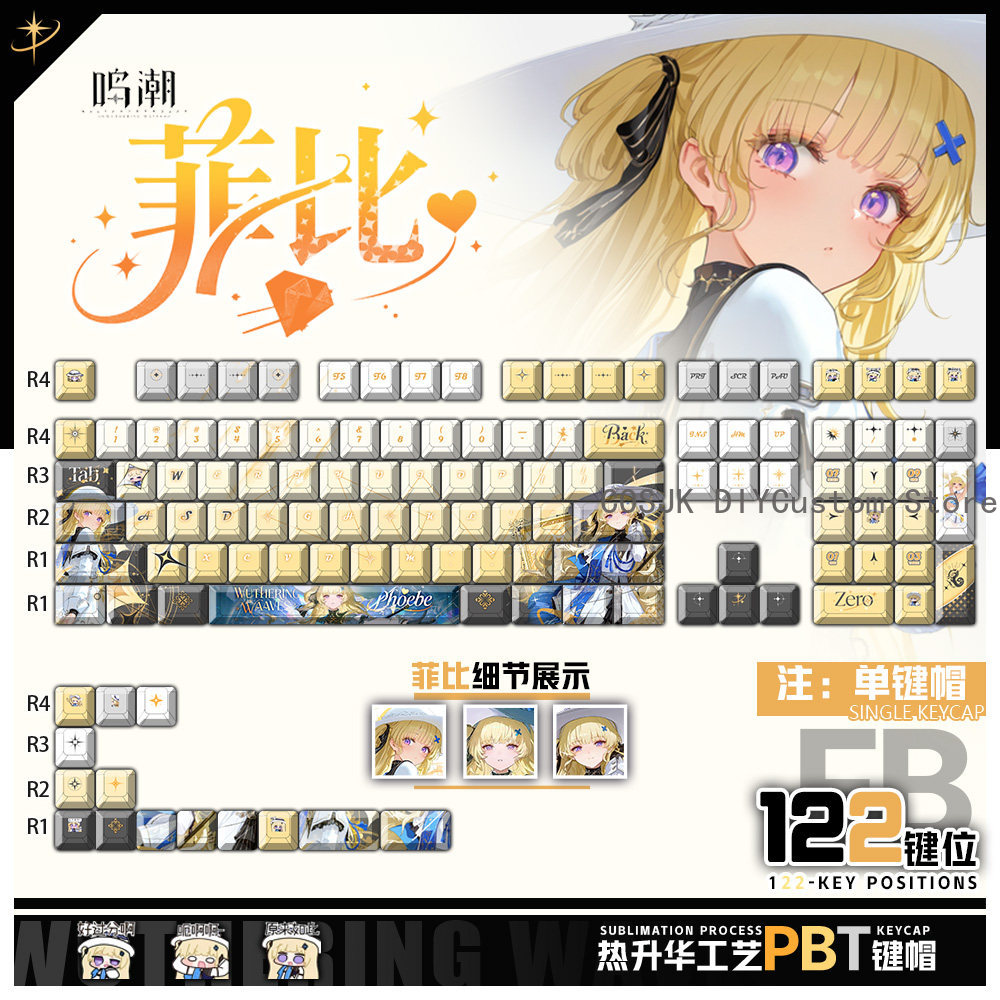 Gaming Accessories Gamestop - Conjunto de 122 Teclas Anime Phoebe