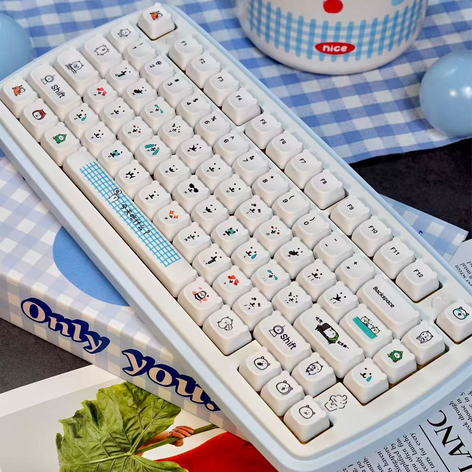 Teclas PBT Kawaii Cartoon Joke - Gaming Accessories Kawaii avaliação e preço