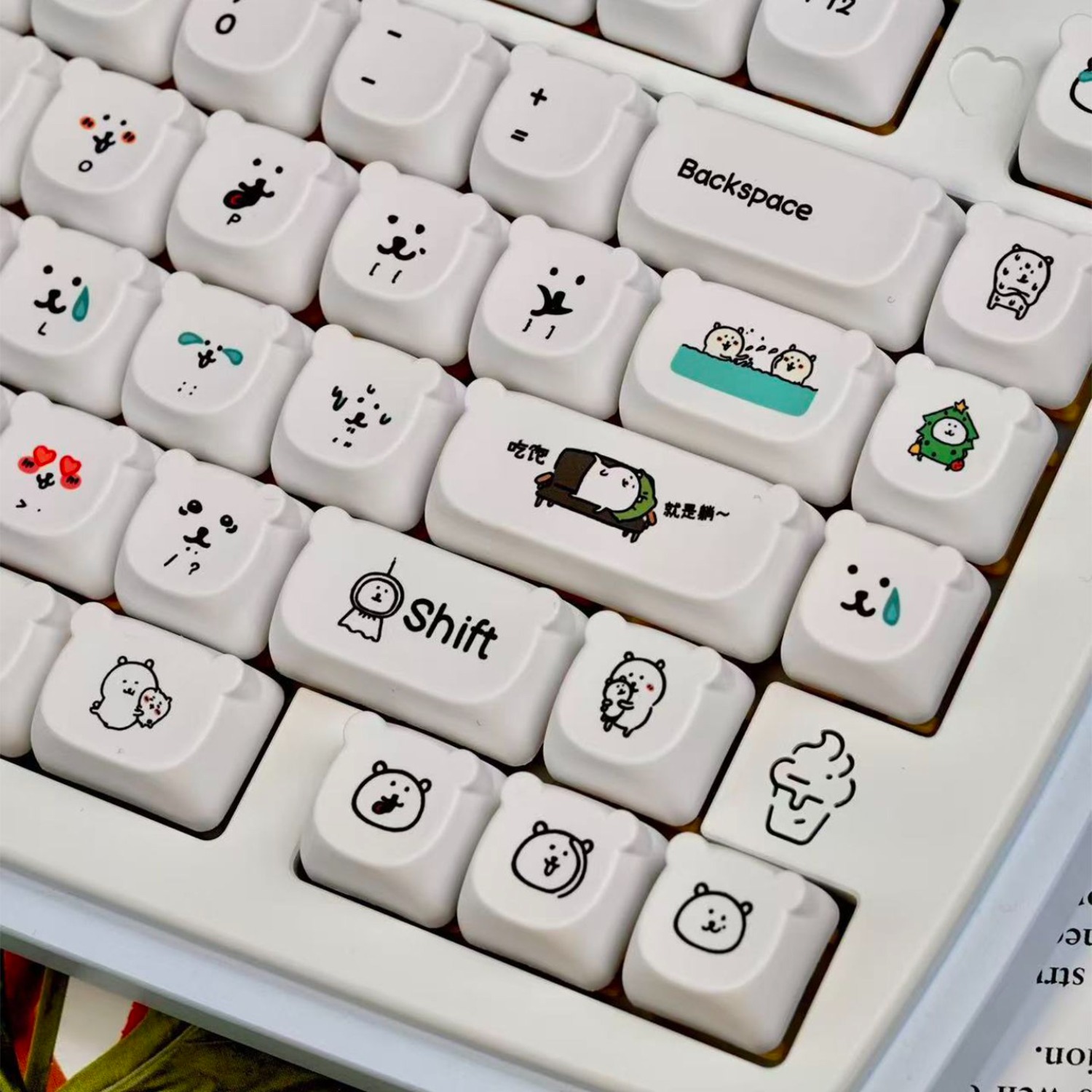 Teclas PBT Kawaii Cartoon Joke - Gaming Accessories Kawaii avaliação e preço