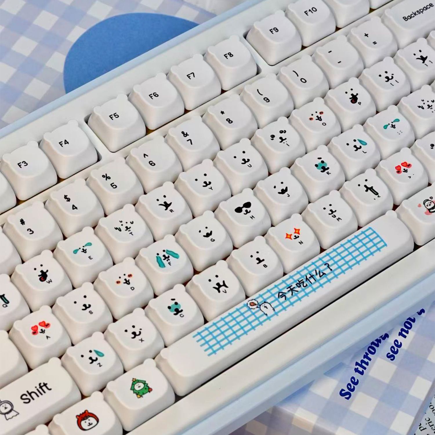 Teclas PBT Kawaii Cartoon Joke - Gaming Accessories Kawaii avaliação e preço